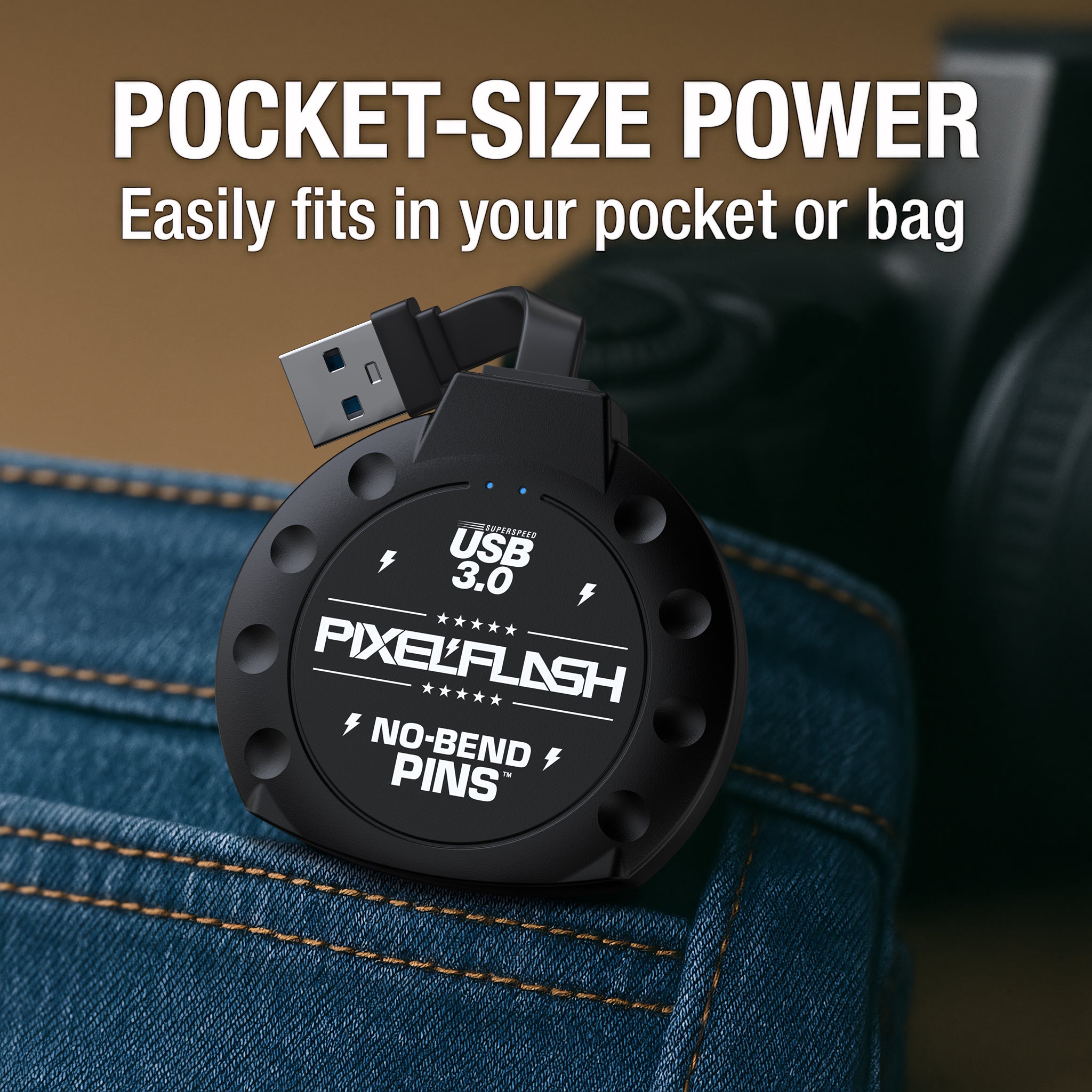 CF Card Reader with Attached USB-A Cable - Black
