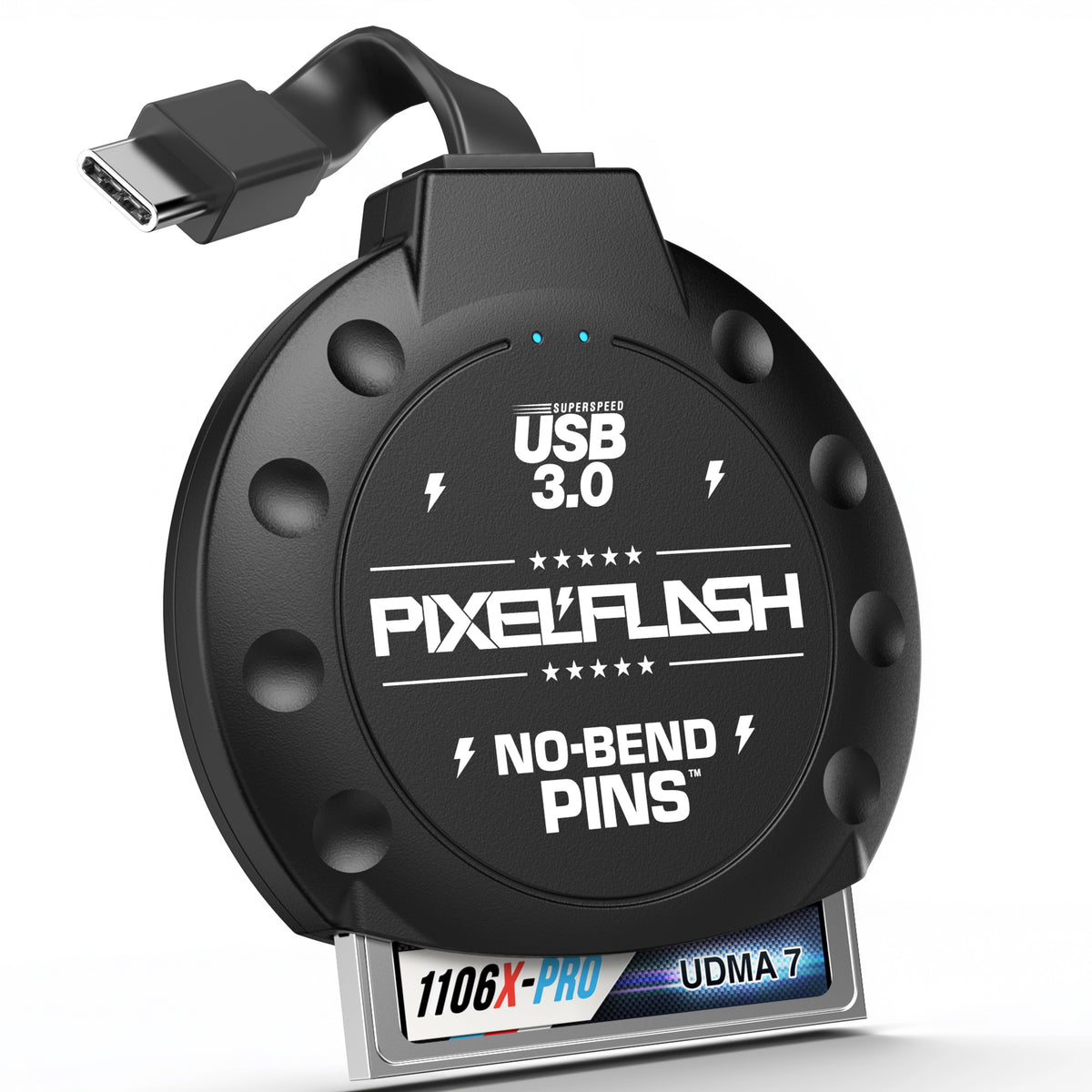 CF Card Reader with Attached USB-C Cable - Black
