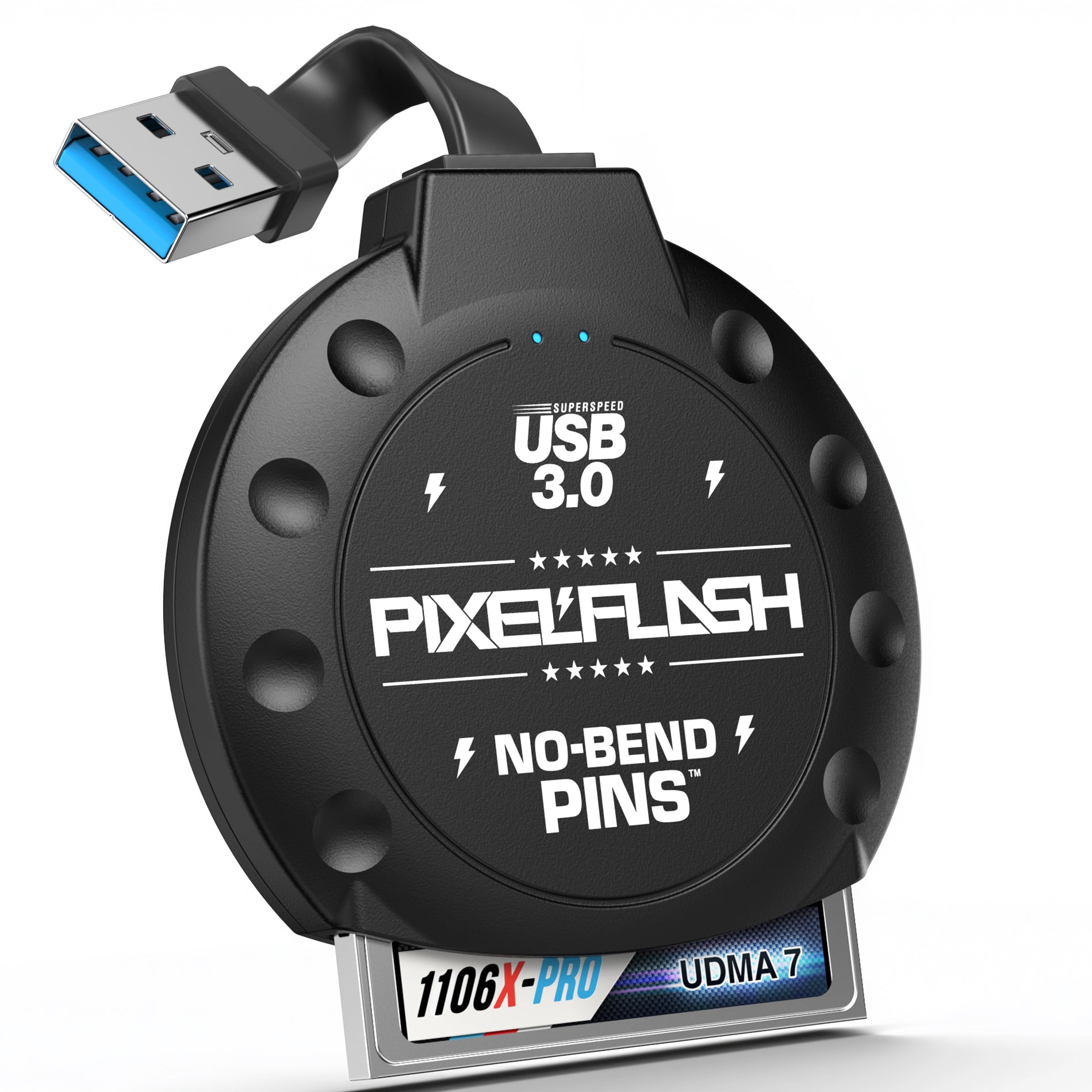 CF Card Reader with Attached USB-A Cable - Black
