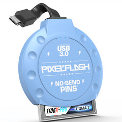 CF Card Reader with Attached USB-C Cable - Blue