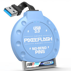 CF Card Reader with Attached USB-A Cable - Blue