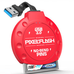 CF Card Reader with Attached USB-A Cable - Red