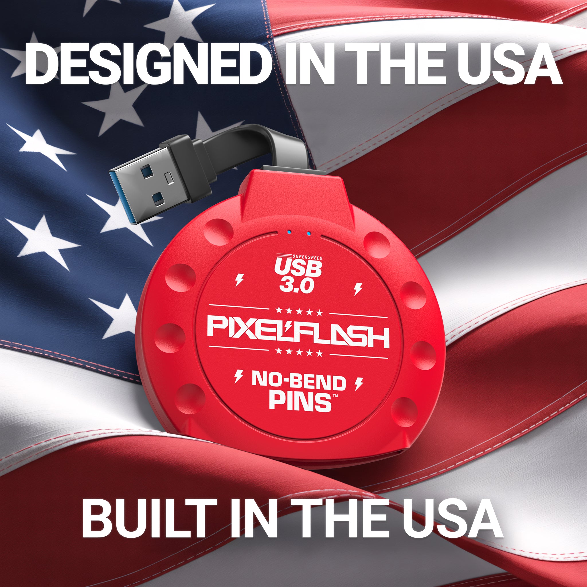 CF Card Reader with Attached USB-A Cable - Red