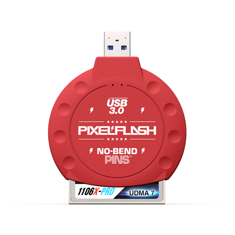 No-Bend Pins™ USB 3 | Classic CF Reader - in Red Color