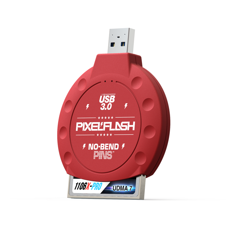 No-Bend Pins™ USB 3 | Classic CF Reader - in Red Color