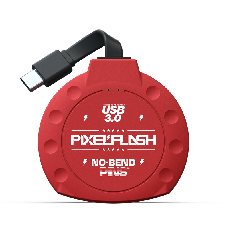 No-Bend Pins™ USB 3.1 Type-C | 1" Cabled CF Reader in Red