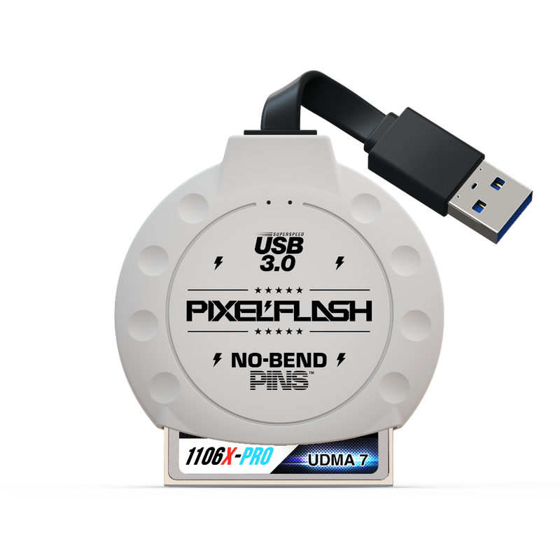 No-Bend Pins™ 1" Cabled | USB 3 | CF Reader | White Color